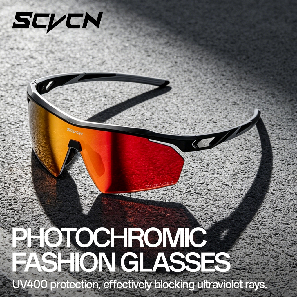 SCVCN แว่นตากันแดดกีฬา Photochromic UV400 น้ํามัน/น้ํา TR90 กรอบสําหรับวิ่งขี่จักรยาน