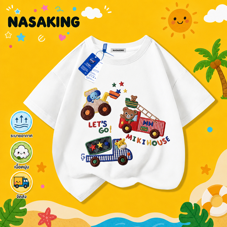 【ส่งภายในวันเดียวกัน】NASA เสื้อยืดเด็กแขนสั้น ผ้าฝ้าย ลายการ์ตูนน่ารัก นุ่มสบาย เหมาะสำหรับเด็กอายุ 1-12 ปี