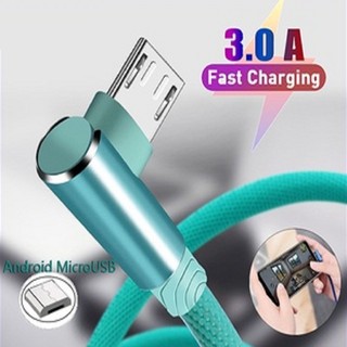 (COD) 2m / 3m 3A fast charging cable + 90 degree data sync cables scene angle / type C / Android Micro USB for phone charger cables