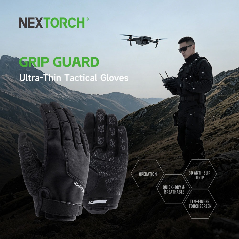 NEXTORCH GRIP GUARD ถุงมือบางเฉียบพร้อมกริปที่ได้รับการปรับปรุงและการควบคุมแบบสัมผัสไม่มีรอยต่อและเกียร์-พร้อม