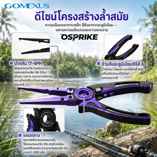 Gomexus คีม สแตนเลสสตีลตกปลา Plier คลิปปลาควบคุม Gripper คีมปลดปลา Lip Grip Tackle ชุดเครื่องมือมัลติฟังก์ชั่ Clipper Tackle ทนเกลือน้ําสนิมอุปกรณ์เสริมกลางแจ้ง กริปเปอร์จับปลา SUS7