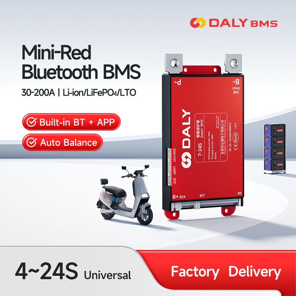 ใหม่ DALY สมาร์ท BMS บลูทูธในตัว 4-8s 7-17s 7-24s 30A 40A 60A 80A 100A 120A สําหรับ Li-ion Lifepo4 LTO รองรับหลายสายแบตเตอรี่ Overcharge และการป้องกันกระแสเกิน