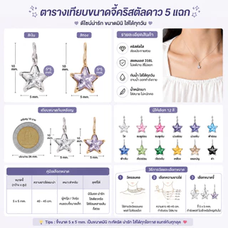 ZHENL จี้ดาว 5 แฉก 5 มม. เพชร CZ กลางดาว 12 สี Lucky Charm ชุบ PVD 18K ทอง/เงิน 316L สแตนเลส ไม่หมอง ไม่สนิม กันน้ำ 100% ไม่แพ้ สำหรับผู้หญิง ผู้ชาย ใส่ทุกวัน ปาร์ตี้ ของขวัญ DIY Charm