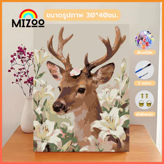 Mizoo ระบายสีตามตัวเลข 30*40 ซม [มีเฟรม] DIY ภาพติดผนังแต่งบ้านขนาดใหญ่ ตกแต่งบ้าน ของเล่นวาดภาพ