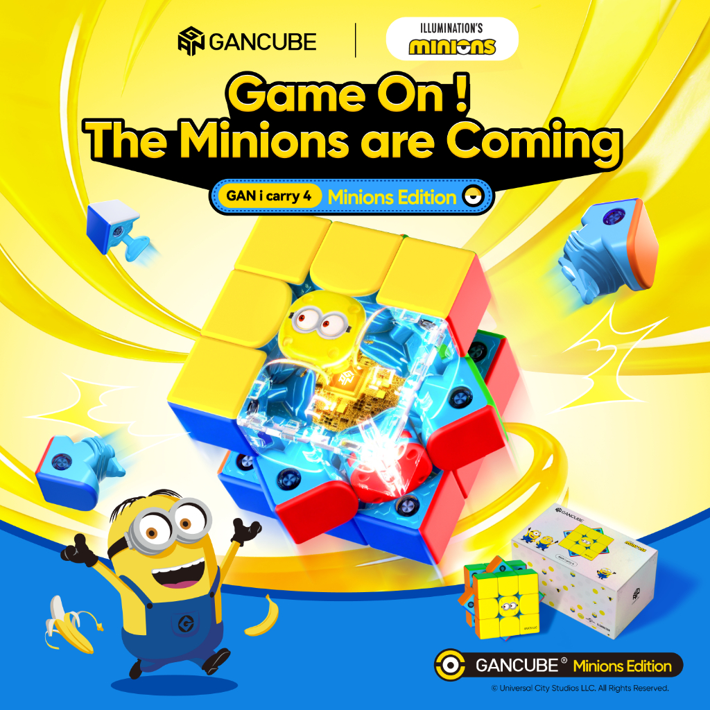 GAN i carry 4 Minions Edition Smart Cube 3x3 Speed Cube การติดตามอัจฉริยะ Timing Movement Steps with CubeStation App