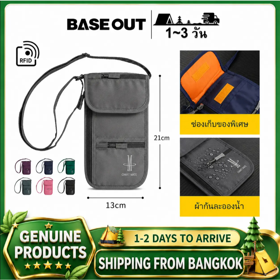 BASEOUT ที่ใส่บัตรมัลติฟังก์ชั่น, ใส่ตั๋วเครื่องบิน, กระเป๋าสตางค์ที่สามารถใส่โทรศัพท์มือถือ-RFID