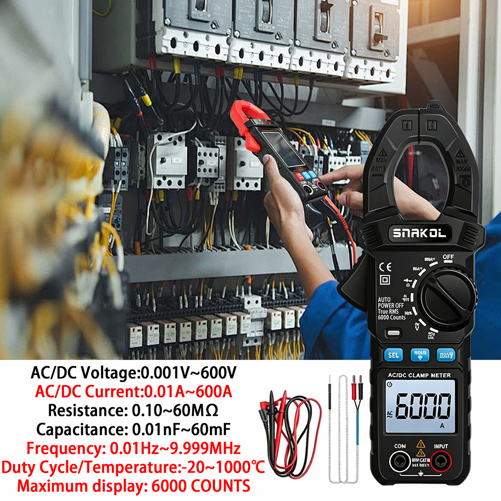ZLLJMETER SK203 มัลติมิเตอร์แบบหนีบที่ใช้งานได้จริง NCV นาฬิกาปลุกเครื่องมือทดสอบความปลอดภัยไฟฟ้า