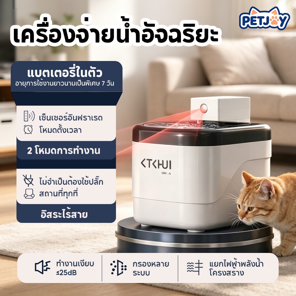น้ําพุแมวไร้สายอัตโนมัติ 2 โหมด กรองน้ําเงียบ ป้องกันแห้ง ใช้งานง่าย สําหรับแมวและสุนัข ราคาถูก