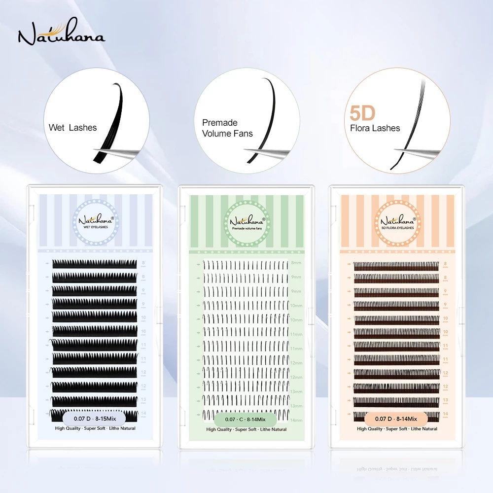 NATUHANA Eyelash Extension เปียกดูคอสเพลย์ Wispy Eyelashes Fluffy Premium Soft False Lashes เครื่องมือแต่งหน้า