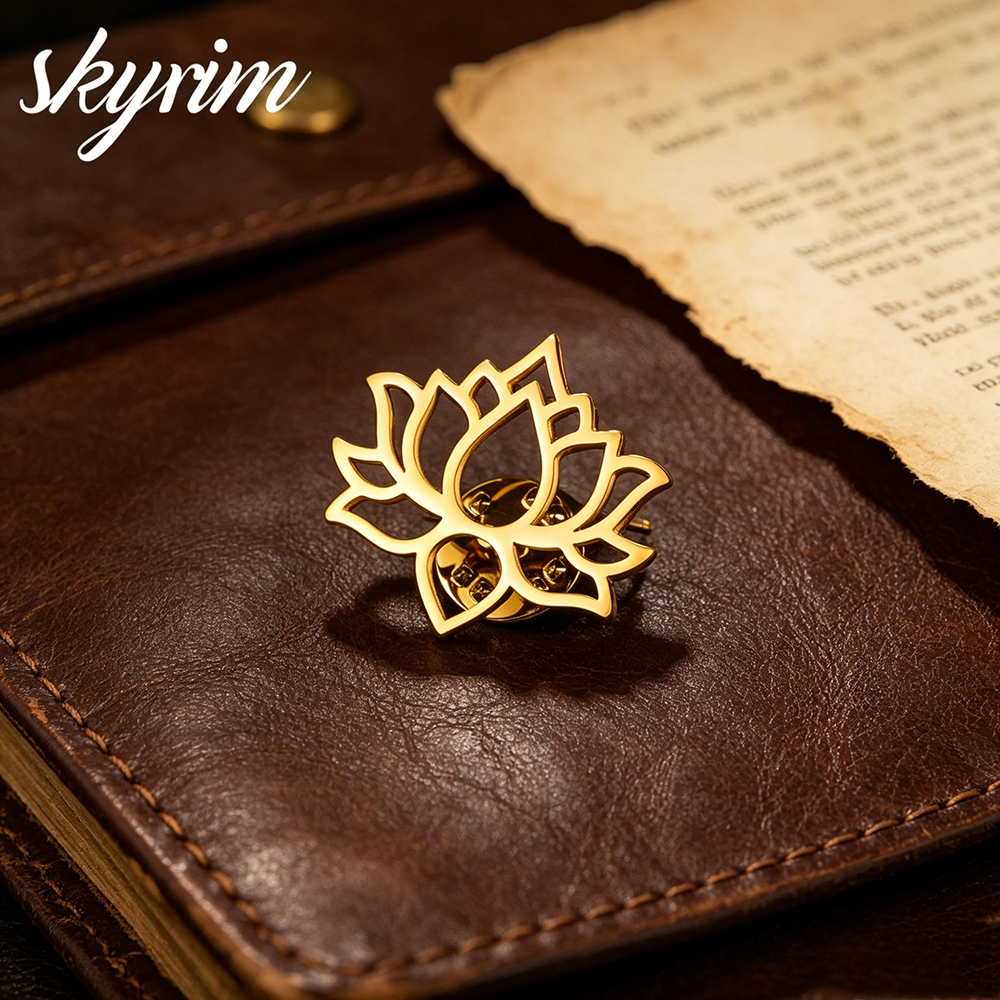 SKYRIM เข็มกลัดดอกบัวสแตนเลส 24*27 มม. เครื่องประดับชุดสูทอุปกรณ์เสริม
