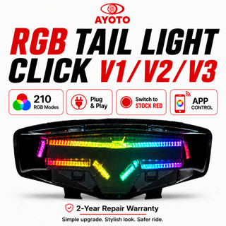 AYOTO CLICK RGB tail light V1 V2 V3 LED cry assembly stop brake rear lamp RGB bluetooth APP control sequential flowing chasing signal multi mode plug and play waterproof heavy duty