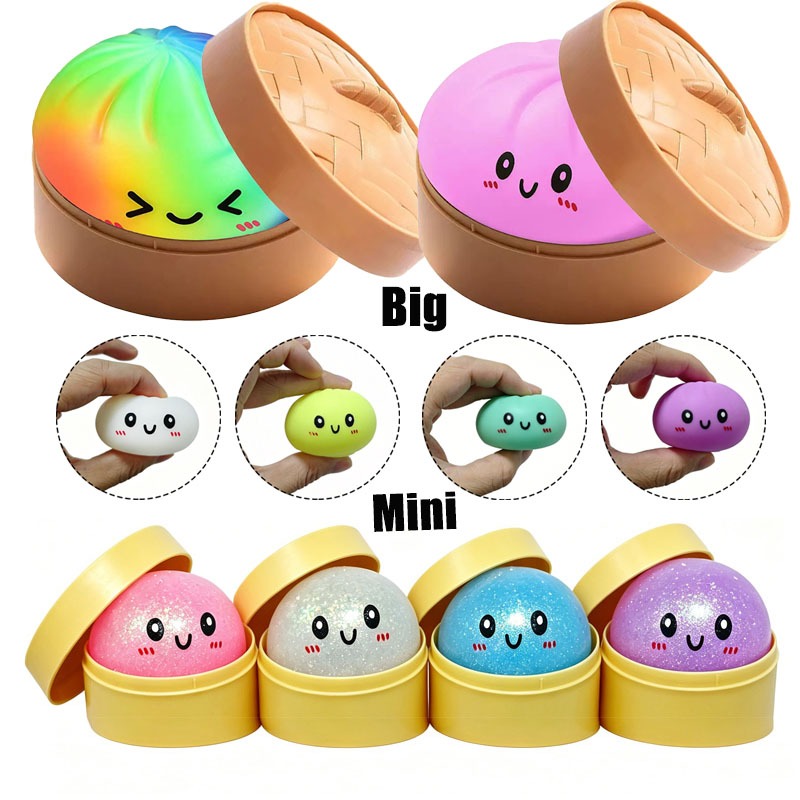 Big/Mini Glitter Dumpling Squishy ของเล่น Soft Bao Bun ความเครียด Reliever ของขวัญสําหรับเด็กผู้ใหญ่