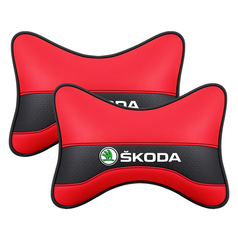 Breathable หนัง Headrest หมอนรองคอรถหัวคอหมอนสําหรับ Skoda Octavia A5 A7 RS Octavia 2 3 Combi อุปกรณ