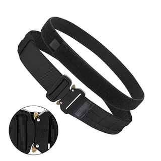 【จัดส่งจากกรุงเทพฯ】เข็มขัดผู้ชาย 2 นิ้ว หัวเข็มขัดโลหะ 2in1 Quick Release เข็มขัดชาย แบบ2ชั้น เพิ่มขนาด ปรับขนาดได้ สนามเดินป่า งานสนามและเดินป่า