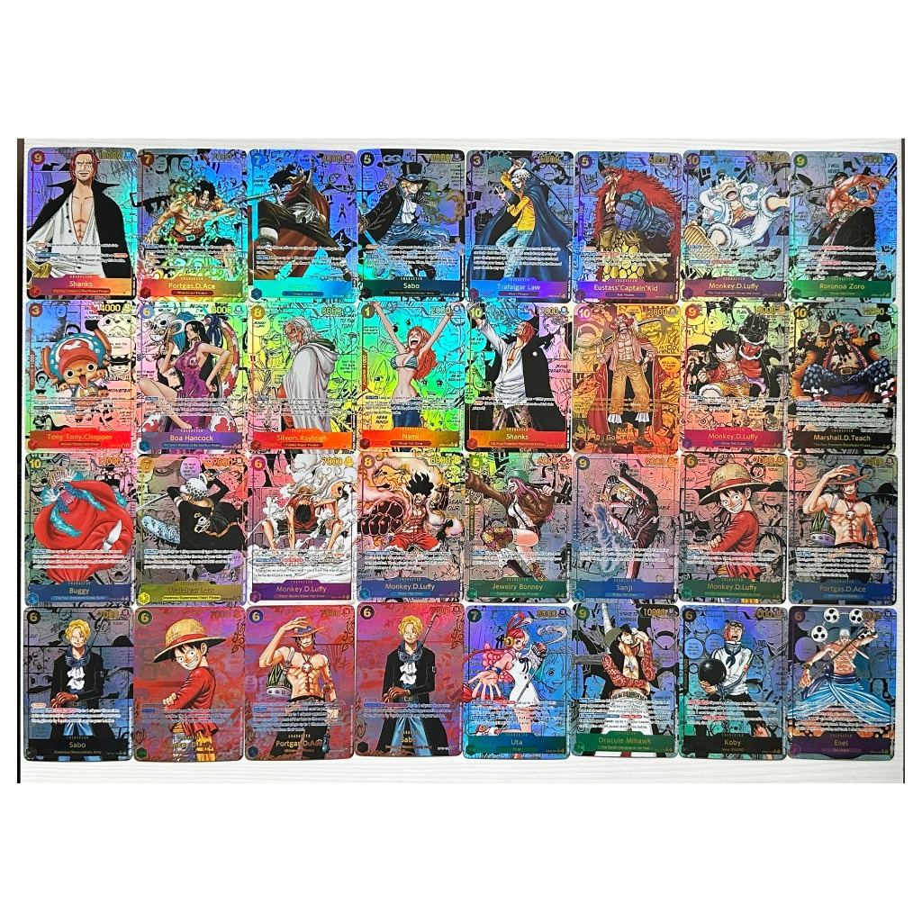 EN 32 ชิ้น/เซ็ต One Piece มังงะภาษาอังกฤษ OPCG高品质 แบบจําลอง OP05 OP06 Zoro Shanks กฎหมาย Nami Roger Nika Luffy Sanji สอนเกมอะนิเมะคอลเลกชันการ์ด