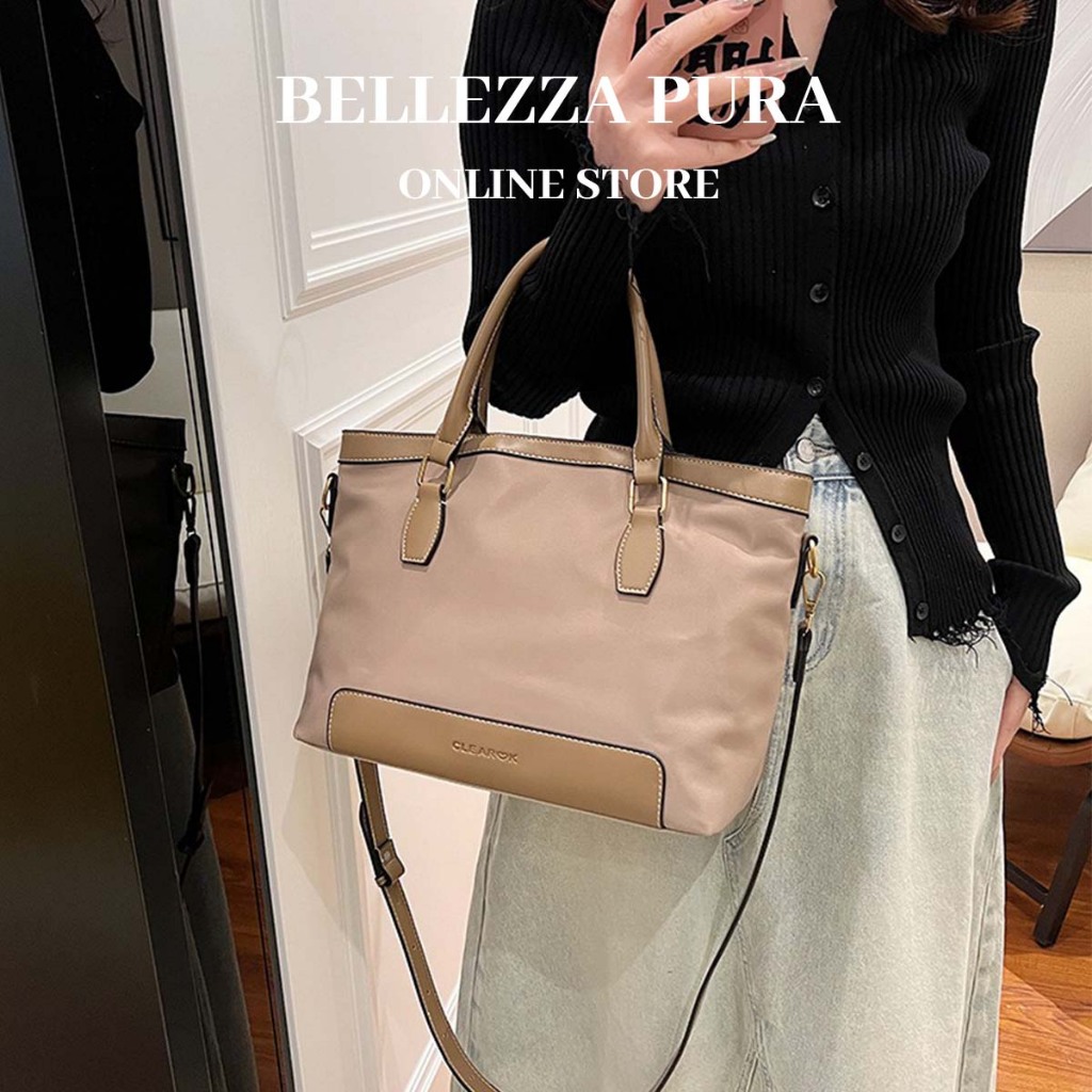 Bellezza PURA ดีไซน์วินเทจกระเป๋าผู้หญิง วัสดุคงทนกันน้ำจุเยอะ สวมใส่ได้สองแบบเหมาะใช้ในชีวิตประจำวัน