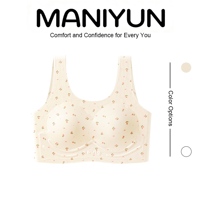 Maniyun 12-15Y ดอกไม้พิมพ์สาวชุดชั้นในการฝึกอบรมถ้วยคงที่ Cooling Seamless กีฬา Teenager Bra