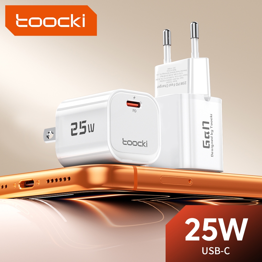 Toocki 25W GaN USB C Charger QC 3.0 PD Fast Type C อะแดปเตอร์สําหรับโทรศัพท์ 17-11 Pro Max Xiaomi 15 12 Samsung S24 Mini ชาร์จโทรศัพท์ Super Fast Charging