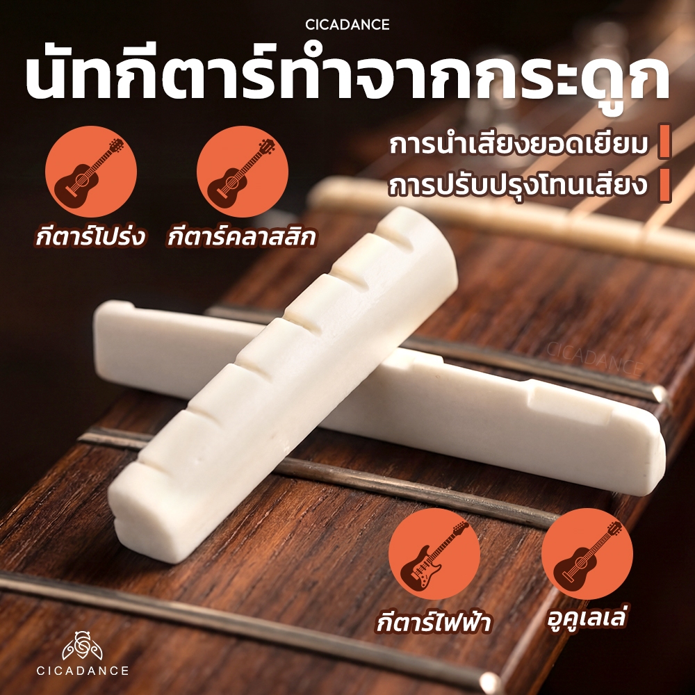 Nut Saddle นัท&แซดเดิล กระดูกวัวแท้ 100% งานเกรด สำหรับกีตาร์โปร่ง/กีตาร์ไฟฟ้า/กีตาร์คลาสสิก