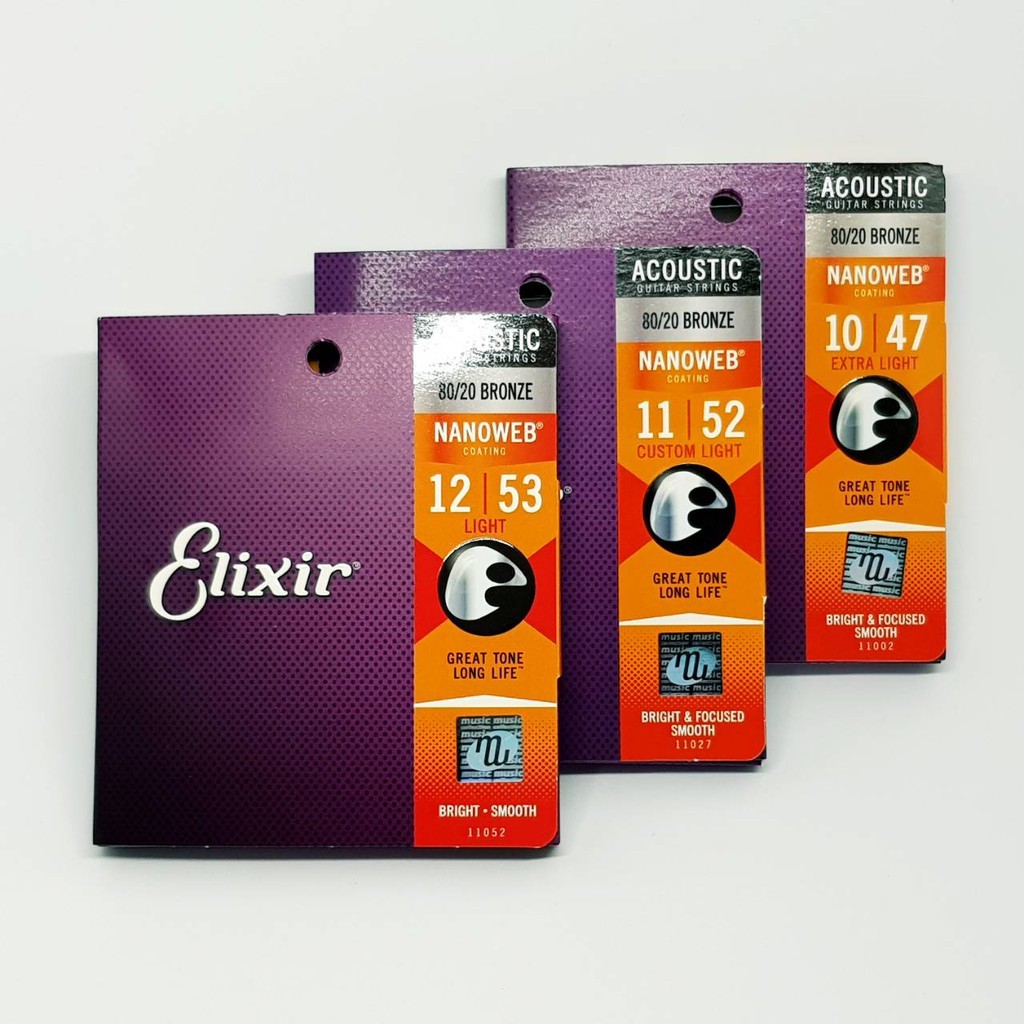 ของแท้ 100% สายกีต้าร์โปร่ง Elixir 80/20 BRONZE สายเคลือบ รูปที่ 2