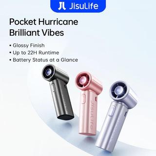 【Upgrade】JisuLife Handheld Fan 9S Chorme 5000mAh 22H Long Battery Mini Portable LED Display Finish Powerful Wind Safe Lock Feature