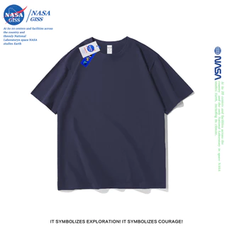 NASA เสื้อยืดชายหญิงแขนสั้น ซีรีส์เข้ม summer Blank T-shirt คอกลม ยับยากไม่ต้องรีด หลวมและระบายอากาศ