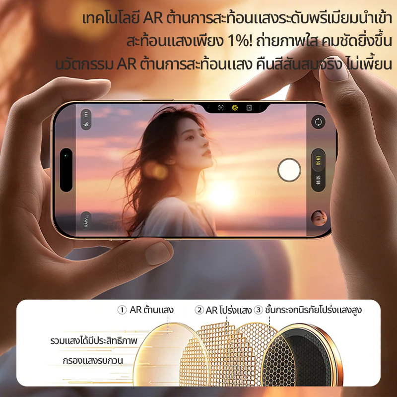 Mookee ฟิล์มเลนส์กล้อง iPhone AR HD ใสพิเศษ กระจกเลนส์ ขอบโลหะ กันรอย 9H กันเลนส์แตก ถ่ายชัด ไม่บังแฟลช iPhone 13-17 Pro Max thumbnail 4