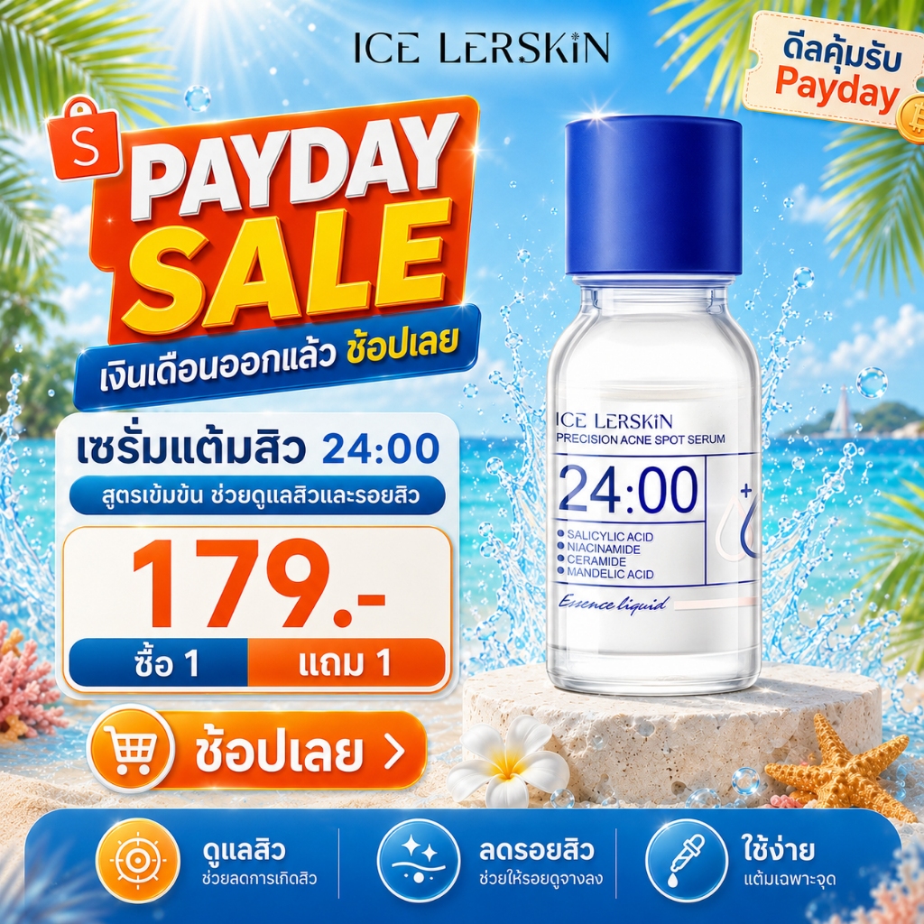 ICE LERSKIN Salicylic Acid Serum 10ml เซรั่มลดสิว คุมมัน กระชับรูขุมขน ผิวเรียบเนียน ใช้ได้ทุกวัน