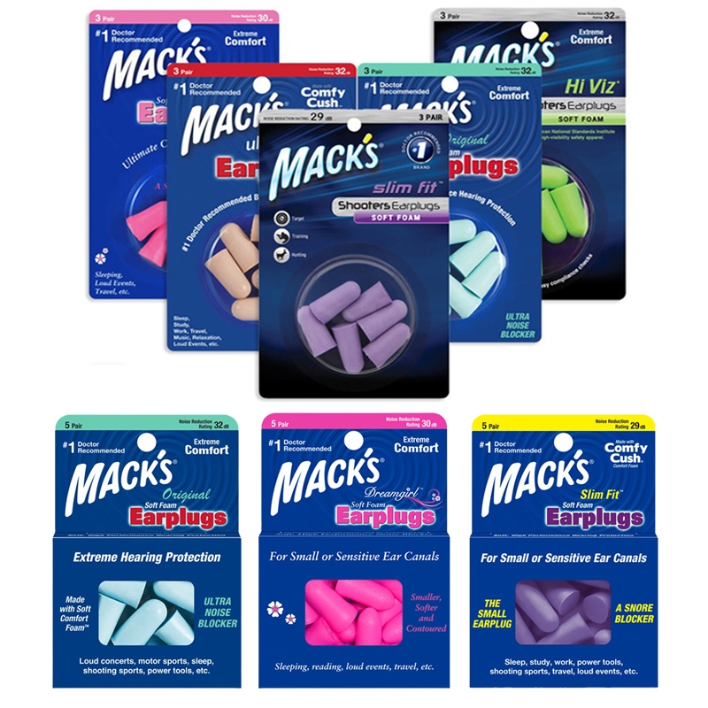 Macks ที่อุดหูโฟมนุ่มพิเศษ 3 คู่ 33 dB สูงสุด NRR สบายหูปลั๊กสําหรับ Sleeping Snoring Travel คอนเสิร์ตการศึกษาและเสียงรบกวน