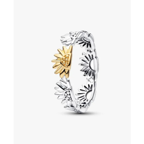 2026 NewS925 Sunflower Two-Tone Ring/DIY Fashion Simple Pendant Ring