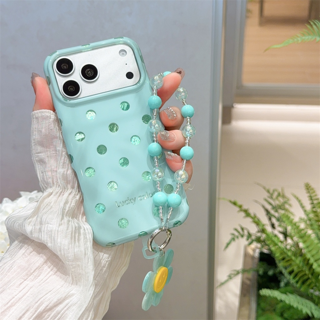 สําหรับ iphone Case 17 Pro Max 16 Pro Max 15 Pro Max เคสโทรศัพท์ลายจุดสีเขียวมิ้นต์