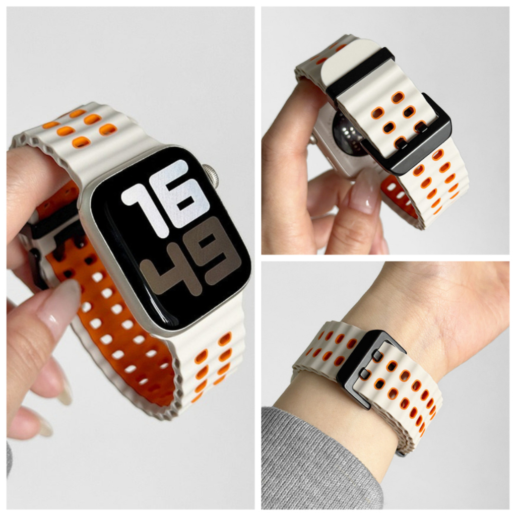 Two Tone Ocean ซิลิโคน Band Dual สีกีฬาสายคล้องคอสําหรับ Smart Watch Ultra 3 49/46/45 มม.44 มม.42 มม