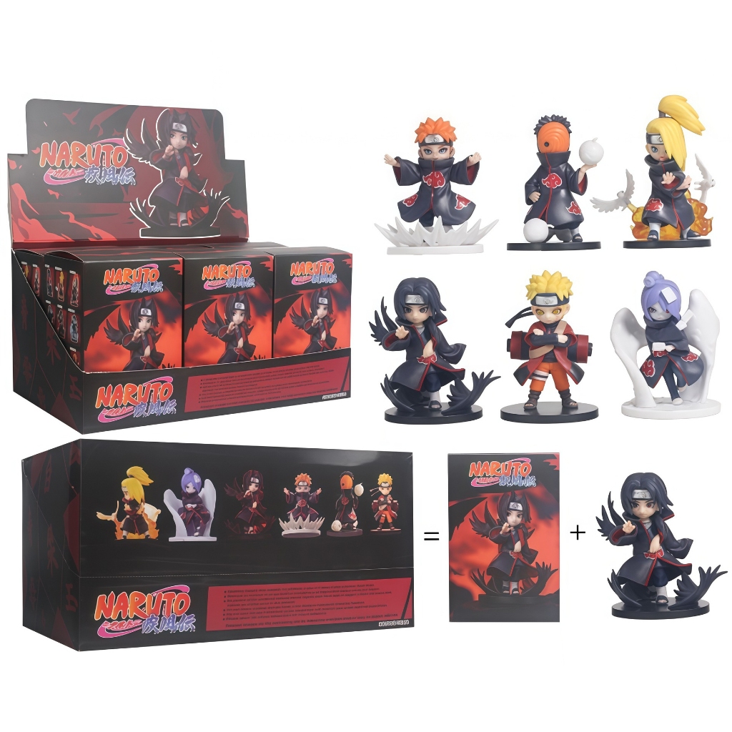 6 ชิ้น/เซ็ต 8-9 ซม.ญี่ปุ่นอะนิเมะ Naruto: Shippuden สงคราม Akatsuki Deidara Pein Konan Itachi Uzumaki Naruto Uchiha Obito รุ่น Q PVC Action Figure ตุ๊กตาของเล่น