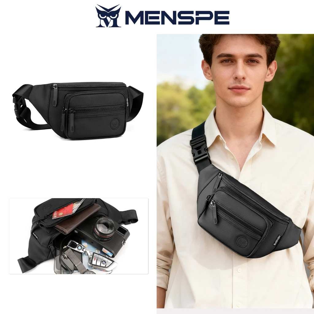 Menspe Mens Chest Bag กระเป๋าคาดเอว Crossbody Bags Messenger Bag Fashion Sports Bag School Large Capacity Shoulder Mens Bags College Style Outdoor Sports Bags For Men