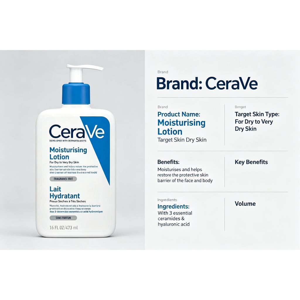 Dermatologist-Devloped CeraVe Moisturising Lotion - Restore Dry Skins Natural Protective Barrier