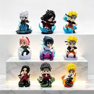9 ชิ้น/เซ็ต 10.5 ซม.ญี่ปุ่นอะนิเมะ Naruto รุ่น Q รูป Ultimate Battle Uchiha Madara Sasuke Namikaze Minato Kakashi Itachi Sakura PVC ตุ๊กตาของเล่น