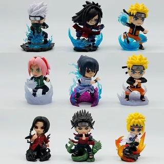 9 ชิ้น/เซ็ต 10.5 ซม.ญี่ปุ่นอะนิเมะ Naruto รุ่น Q รูป Ultimate Battle Uchiha Madara Sasuke Namikaze Minato Kakashi Itachi Sakura PVC ตุ๊กตาของเล่น