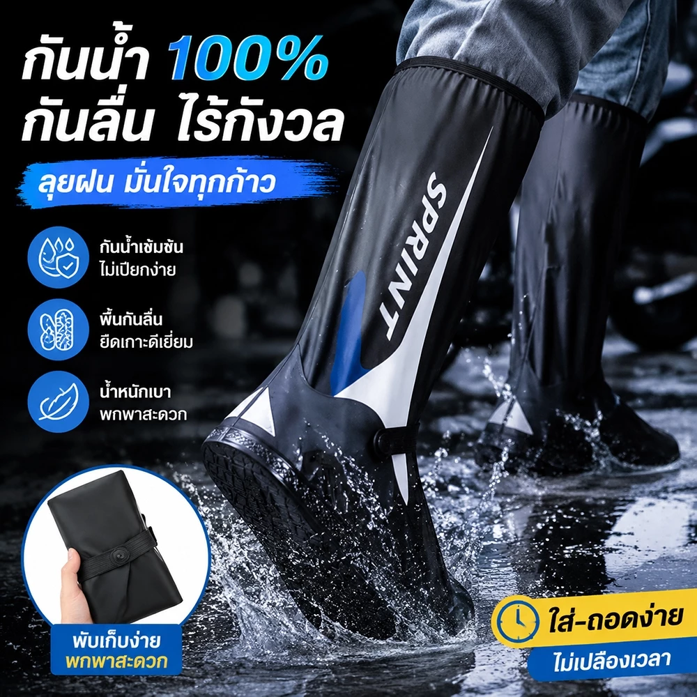 รองเท้ากันน้ำ พื้นยางกันลื่น ใส่เวลาฝนตก
