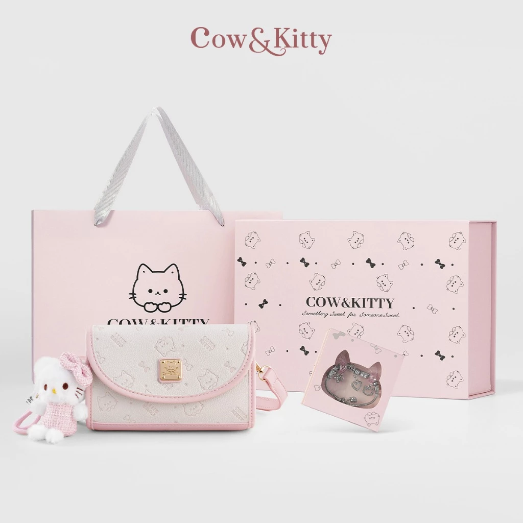 กระเป๋าสะพาย Cow & Kitty กระเป๋าสีชมพูน่ารักๆ ของขวัญให้เพื่อน คิตตี้ กระเป๋าสะพาย