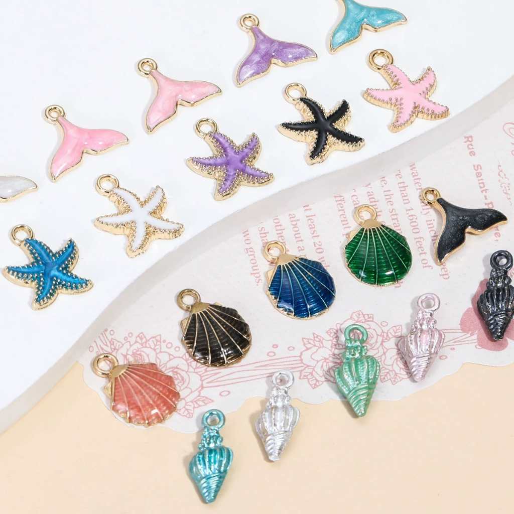 START-UP✨✨5pcs โลหะผสมสังกะสีหอยสังข์ปลาดาวจี้แฮนด์เมด diy สร้อยคอสร้อยข้อมือเครื่องประดับ