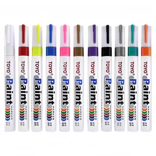 ปากกาเขียนยาง TOYO Paint มี 11 สี กันน้ำ ปากกาอเนกประสงค์ เขียนเหล็ก กระเบื้อง กระจก พลาสติก แก้ว ไม้ แต้มสีรถ