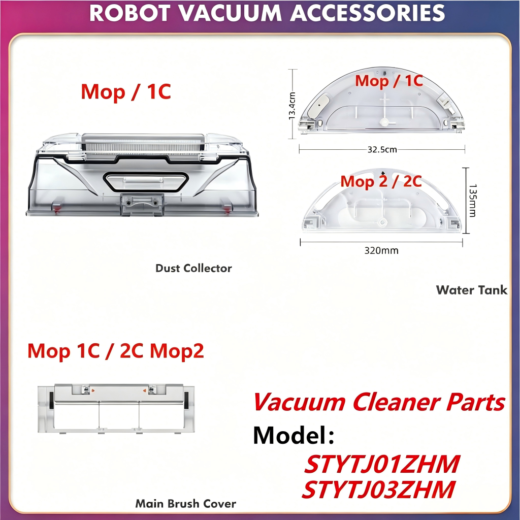 Accessories OEM ถังน้ําถังขยะแปรงหลักสําหรับ Xiaomi Mijia Mi robot Vacuum Mop 1C / 2C Mop 2 เครื่องดูดฝุ่นหุ่นยนต์ STYTJ01ZHM / XMSTJQR2C / STYTJ03ZHM