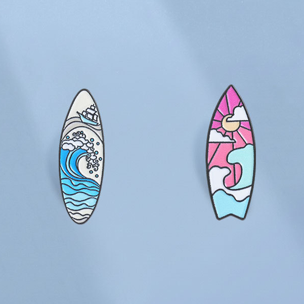 กระดานโต้คลื่นเคลือบ Pins Ocean Wave Sunset Beach เข็มกลัดฤดูร้อน Sea Themed Badges กระเป๋าเป้สะพายหลังอุปกรณ์เสริมของขวัญสําหรับเพื่อน