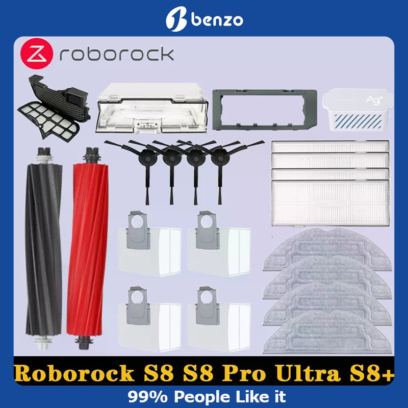 Roborock S8 Pro Ultra S8+ S8 G20 หุ่นยนต์ดูดฝุ่น แปรงหลัก แปรงด้านข้าง แผ่นกรอง ถุงเก็บฝุ่น กล่องเก็บฝุ่น Hepa อะไหล่ไม้ถูพื้น