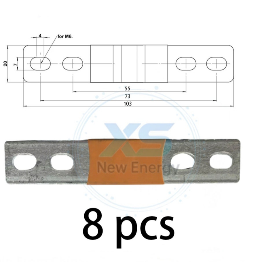 16/8/10pcs 200A Busbar บัสบาร์อลูมิเนียมหุ้มฉนวน  M6 ขนาด103×20mm หนา2mm รูห่าง47mm ขั้วต่อแบตเตอรี่