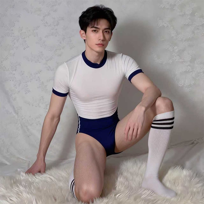 CP079 ชุดบอดี้สูทนักเรียนญี่ปุ่นชาย ชุดโชว์คลับสไตล์สปอร์ตโชว์รูปร่างสมาร์ท