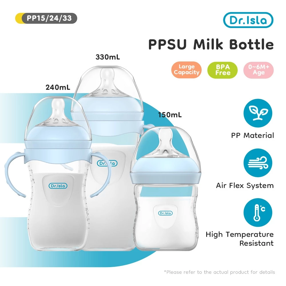 Dr.isla (ซื้อ 1 แถม 1) ขวดนม ขวดนมพร้อมจุกนมซิลิโคน ขนาด 5oz/11oz จุกนมเสมือนเต้านมแม่ จุกนิ่ม บีบได้ BYP06