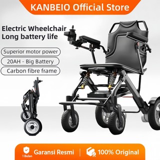 KANBEIO 20AH Electric Wheelchair Foldable with Trolley Bar Travel electric wheelchair 20KG Carbon Aluminium