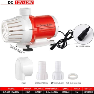 TOPOP CLUB Aquarium DC 12V 20W 800L/H, 1200L/H ปั๊มน้ํา Fountain มอเตอร์ไร้แปรง Submersible ปรับความเร็วปั๊มน้ําสําหรับถังปลาที่เงียบสงบเป็นพิเศษ
