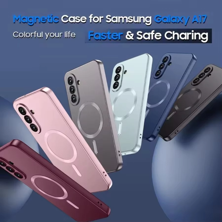 SAMSUNG สีทึบใหม่พร้อมเคสแม่เหล็กสําหรับSamsung Galaxy S26 S25 S24 S23Ultra Plus A17 A16 A56 A55 A15 5GSilicone Soft TPUเคสโทรศัพท์ฝาครอบ